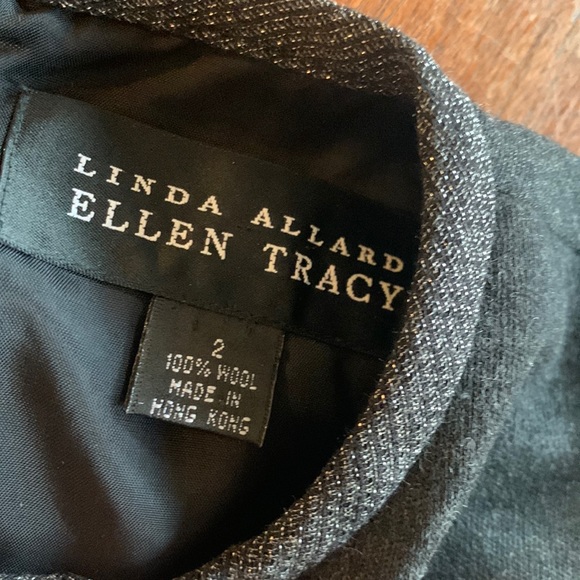 Vintage gray wool Ellen Tracy dress with sparkly trim - Picture 2 of 4